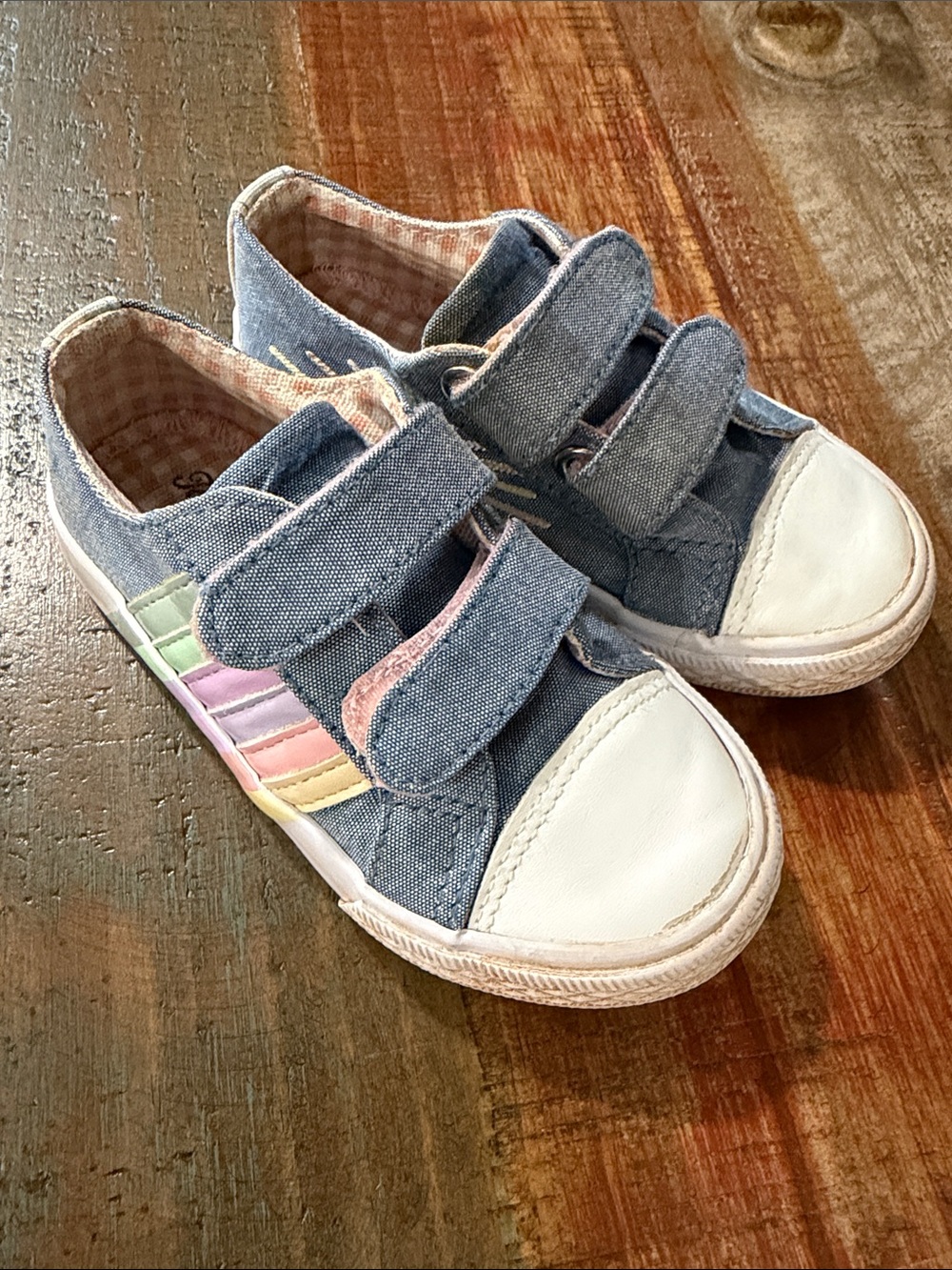 Tommy Bahama Toddler Girls Blue Denim Sneakers Pastel Stripe Size 8